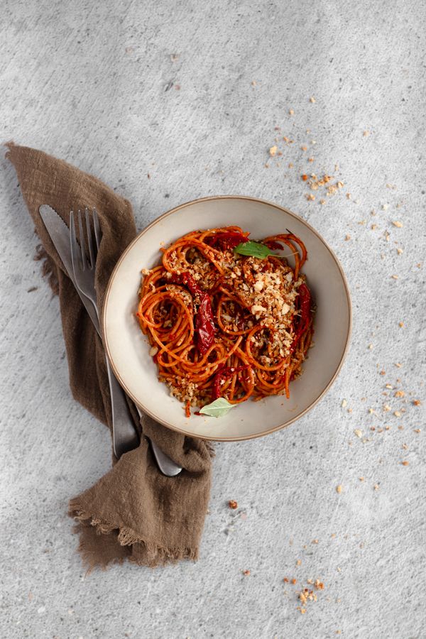 Spaghetti met nduja en zongedroogde tomaten