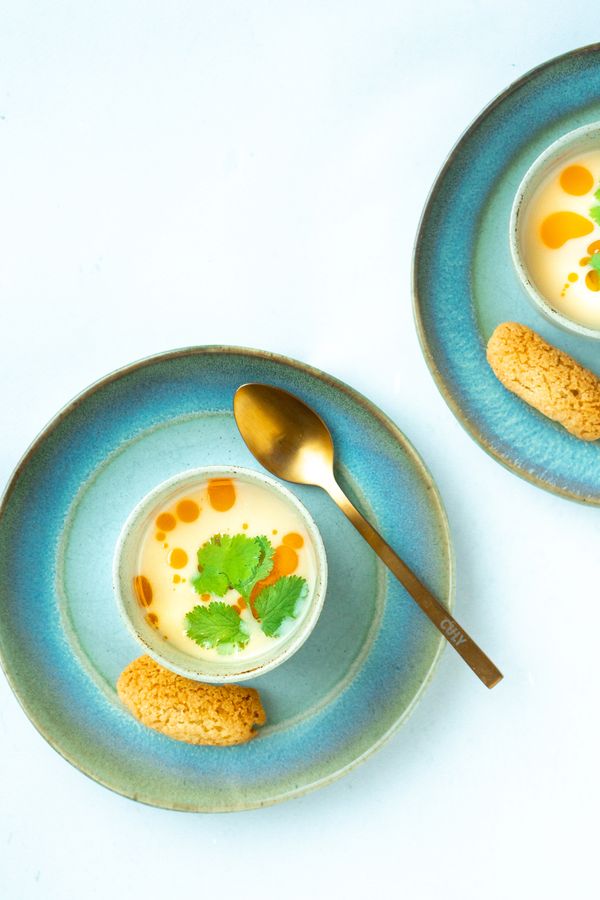 Vegetarian parsnip soup with eclair