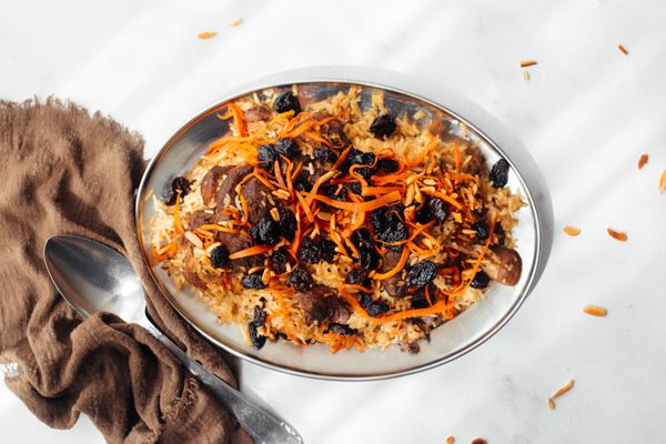 Kabuli Pulao rijstgerecht met lam