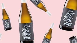 JUst Fucking Good Wine fles