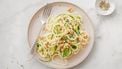 Pasta met roomsaus en prei