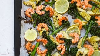 gamba's met bimi en artisjok
