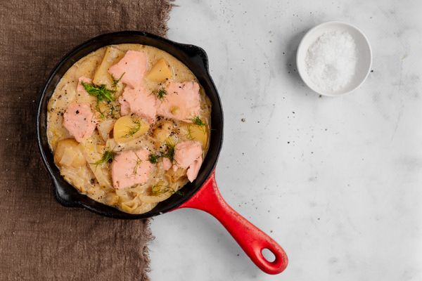 Vispannetje met zalm