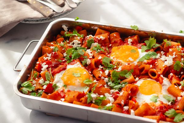 Shakshuka pasta uit de oven