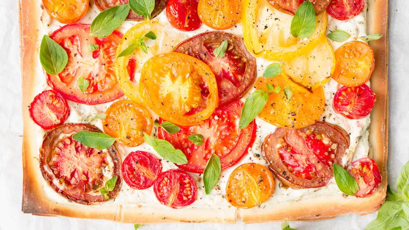 Zomers tomatentaartje met ricotta