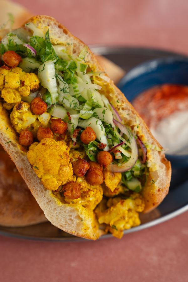 pita bloemkool en kikkererwten