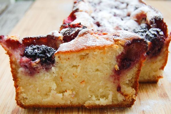 Ricotta cake with raspberries and blackberries