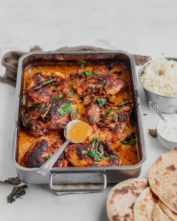 Curry traybake met kip