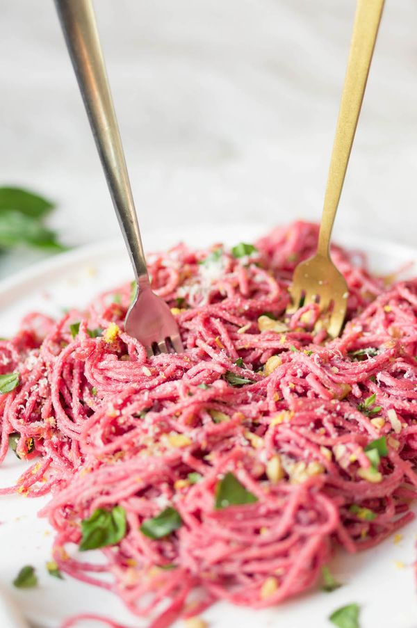 roze spaghetti Valentijnsrecept