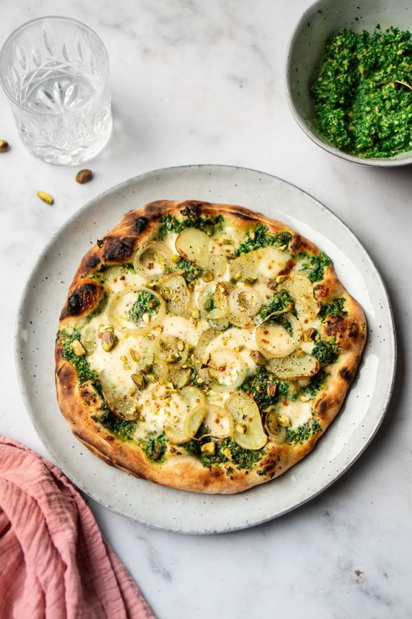 Winterse pizza met aardappel