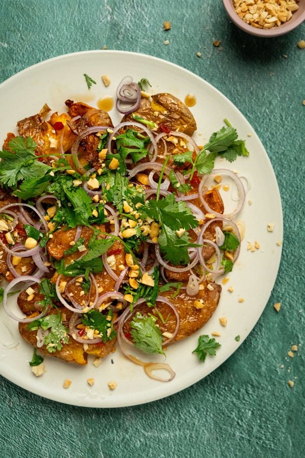 Smashed potatoes Thais