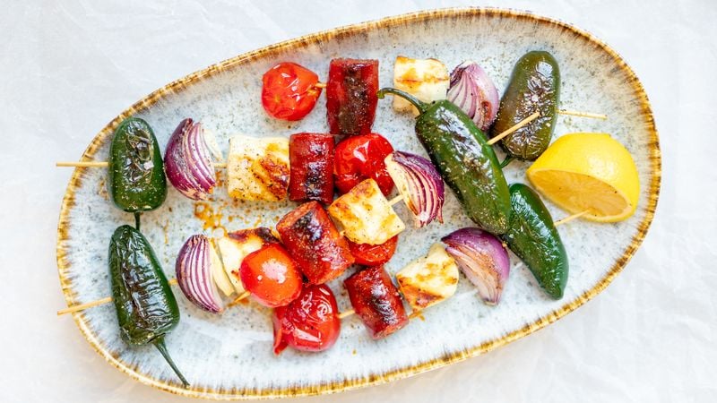 Barbecue spiesjes met halloumi
