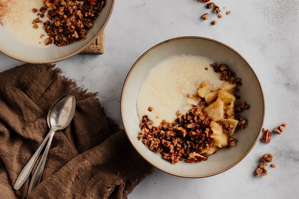 Appel crumble dessert uit de pan | snel appeldessert