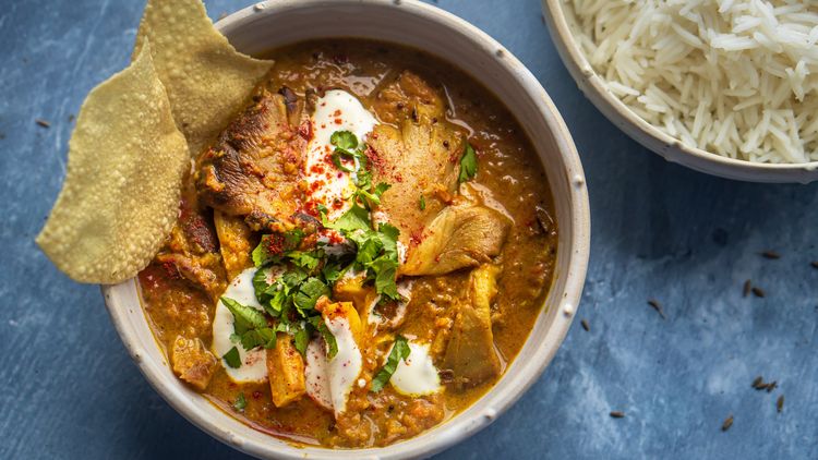 Indiase curry met paddenstoelen