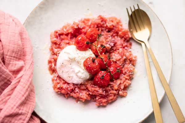 Beetroot risotto with Burrata