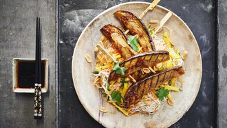 Auberginespiesjes van de barbecue