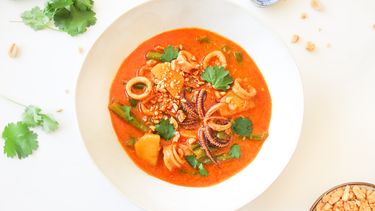 Thaise rode curry met inktvis