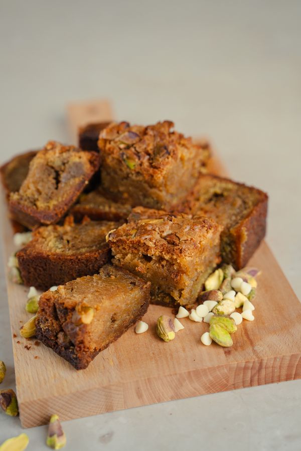 Blondie met pistachecreme